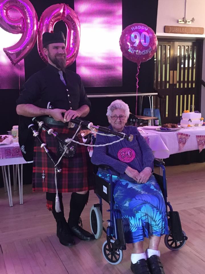 Birthday party bagpiper